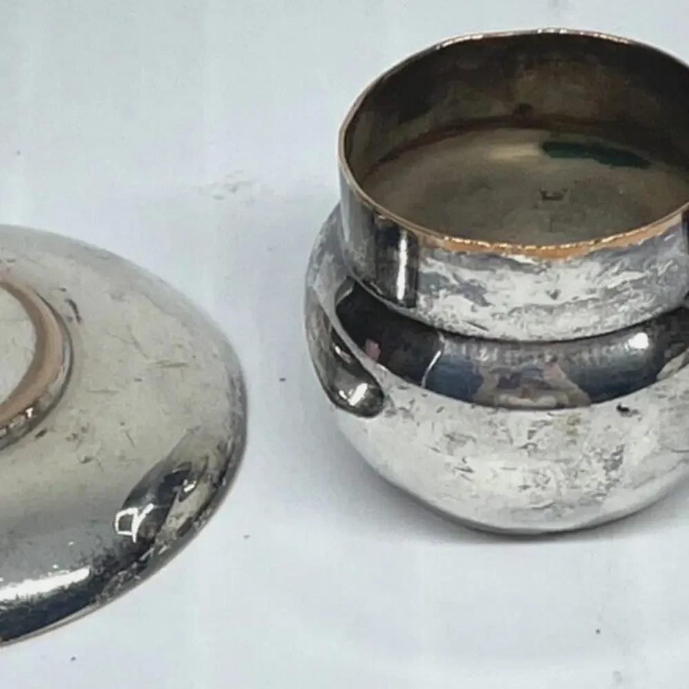 Silver Plate Mini Pot Salt Cellar Warm Butter‎ Saucer EG Webster and Son RARE